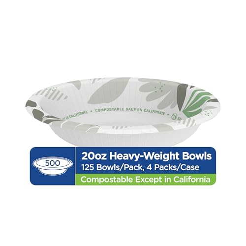 Heavy-Duty 20 oz Paper Bowls Bulk Pack - Compostable, Microwave Safe, for Foodservice