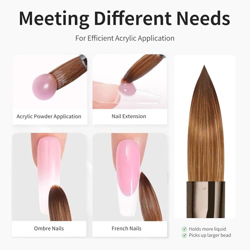Gunmetal Brown Kolinsky Hair Nail Art Brush Size 12 - Professional Acrylic & Gel Manicure Tool