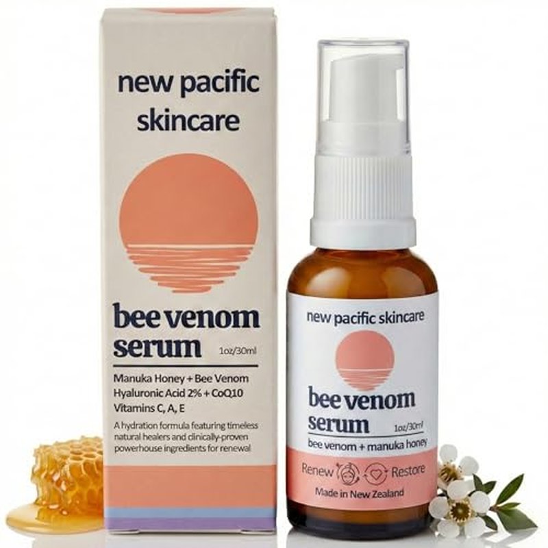 Bee Venom & Manuka Honey 45+ MGO Serum with Retinol - Firming, Anti-Wrinkle Face Serum with Hyaluronic Acid & Vitamin C, 1oz - New Pacific Skincare