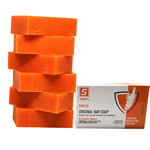 Shield Athletic Tea Tree Soap Bar with Lemongrass & Eucalyptus ? 4 oz (6 Pack) ? Deep-Cleansing Natural Bar for Sweat, Odor & Itch-Prone Skin ? Made in USA
