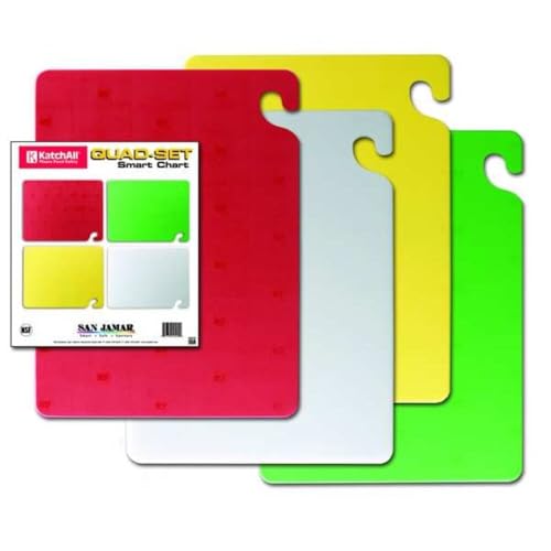 San Jamar 12x18 Inch Assorted Color Cutting Board Set PK4 Food Safety NSF