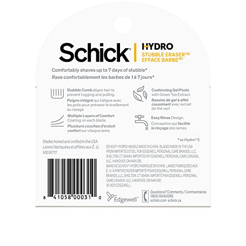Schick Hydro Stubble Eraser Razor Refills - 4 Count Pack of 2