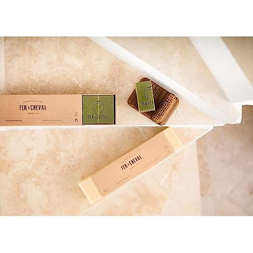 Fer ? Cheval Authentic Savon De Marseille Soap Bar, Olive Bar Slices 6 pieces 1 kg/35.5 oz, Natural Plant-Based, Hypoallergenic Cubes with French Olive Oil