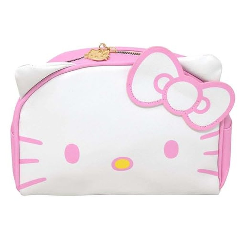 Fast Forward Hello Kitty Cosmetic Makeup Bag Officially Licensed 9 Inch Pink and White Leather Toiletry Tote Bag