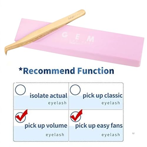 GEM Volume Boot Lash Tweezer by SoCal Beauty ? Gold Precision Eyelash Tweezer for Eyelash Extensions with mm Measurement ? Professional Tweezers for Eyelash Extension & Volume Fan