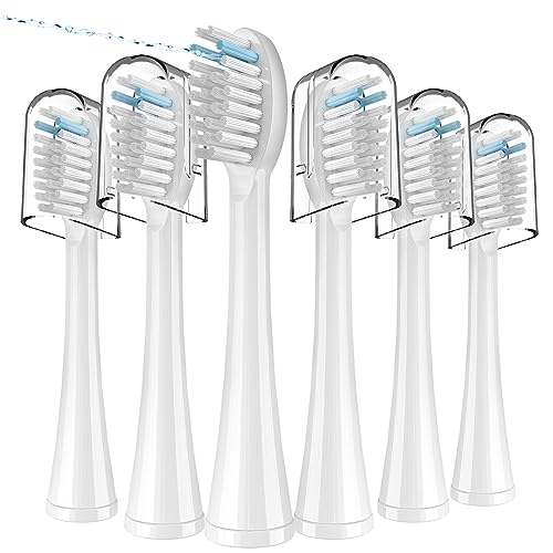 6 Pack Replacement Flossing Toothbrush Heads with Covers for Waterpik Sonic Fusion SF Series - White (Variation: 6p White)