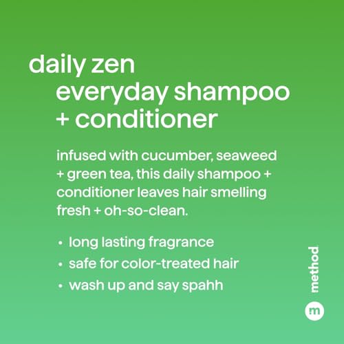 Daily Zen Hair Care Shampoo & Conditioner Set with Cucumber Seaweed Green Tea - Paraben Sulfate Free