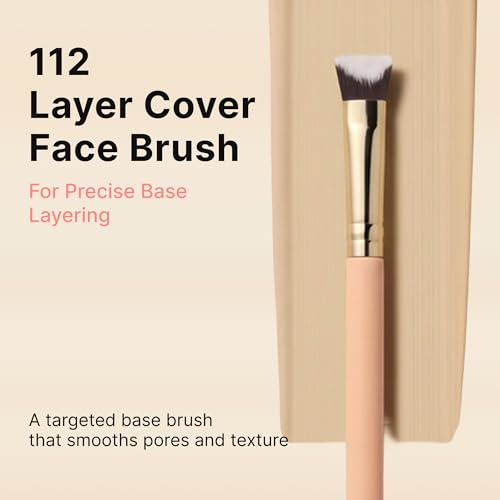 THE TOOL LAB 112 Layer Cover Face Brush, Professional Foundation Brush for Liquid & Cream Makeup, Seamless Blending, Pore-Filling, Soft Synthetic Bristles, K-Beauty Tool