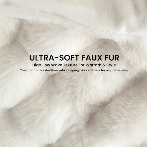 Electric Heated Faux Fur Throw Blanket for Women & Girls - Off White / 50x60