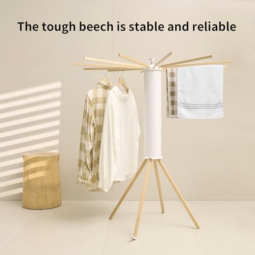 JOOM Four-Leg Foldable Clothes Drying Rack (Wooden 4 Legs) – Portable Space-Saving Garment Drying Rack