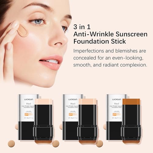 3-in-1 Anti-wrinkle Long-Lasting Hydrating Foundation Stick, Concealer, Multi-Use Coverage Cream, Natural Matte Finish for All Skin Types (Dark)