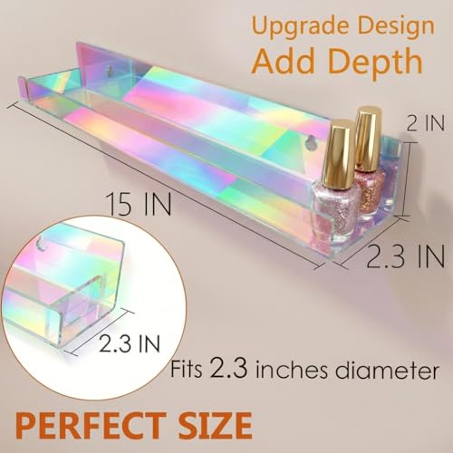15 Inch Iridescent Acrylic Floating Wall Shelves - Rainbow Shelves - Variation of THIS listing