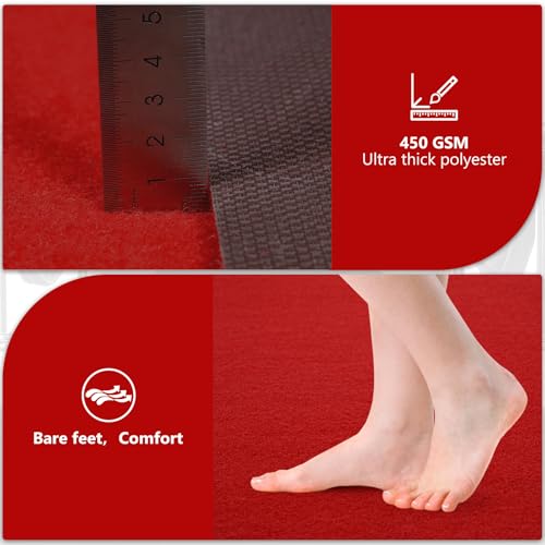 4ft x 20ft Extra Thick Red Carpet Runner for Events & Weddings - Heavy Duty, Non-Slip