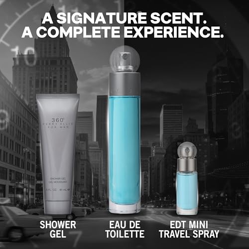 Men's Perry Ellis 360° 3-Piece Gift Set with EDT, Mini EDT & Shower Gel Spray 2 / 6.25 Fl Oz