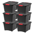 32 Quart Stackable Storage Bins with Lids - Black, 6 Pack
