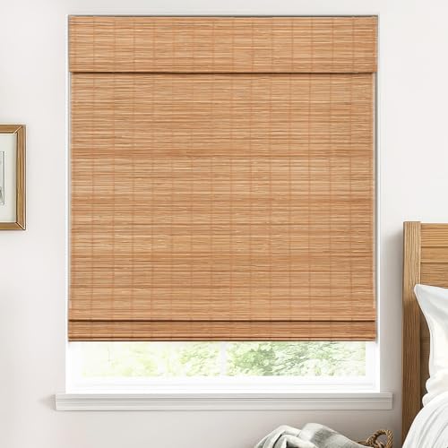 Blackout Cordless Bamboo Roman Shades 42 3/4x64 in Papara Carbon - UNISHADES