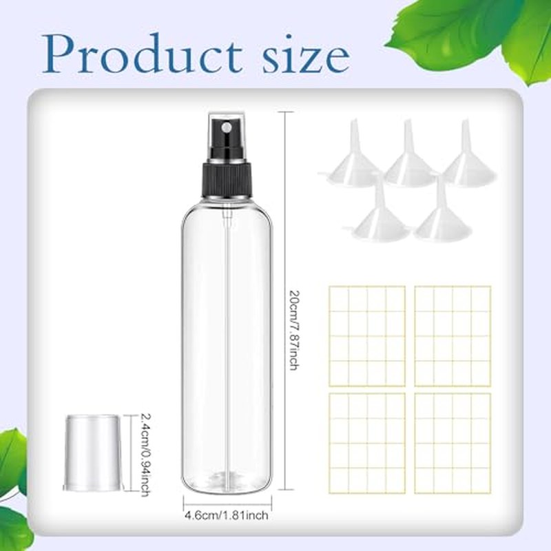 48 Pcs 8 oz Plastic Spray Bottles Refillable Mist Sprayer with Spray Cap Classic Fine Mist Spray Bottles Clear Empty Plastic Travel Bottles for Oils Travel Perfumes Essential (Black,White)