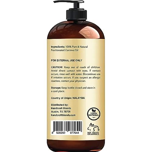 Handcraft Blends Total Body Hydration Set: Sweet Almond Oil and Fractionated Coconut Oil ? (2 x 16 Fl Oz) ? 100% Pure & Natural ? Premium Carrier Oils for Skin, Hair, and Massage