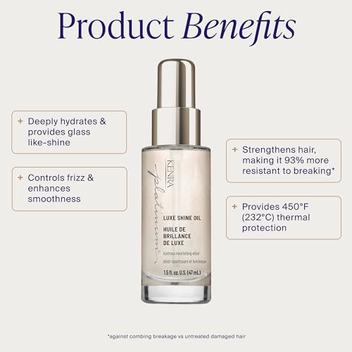 Kenra Platinum Luxe Shine Hair Oil 1.5oz - Nourishing Elixir with Gold, Thermal Protect