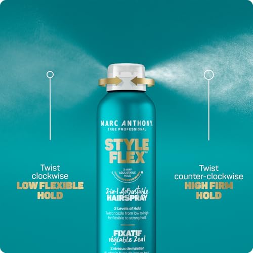 Marc Anthony Flexible to Extra Strong Hold Hair Spray, Style Flex 2-in-1 Adjustable Hairspray for Women & Men - Finishing & Styling Spray for Controlled & Well-Groomed Look - Flake-Free, 9.5 oz