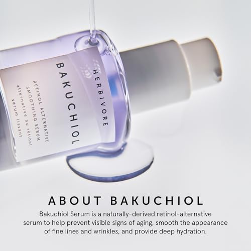 HERBIVORE Bakuchiol Retinol Alternative Face Serum | Smooths Skin, Improves Texture & Elasticity, Reduces Fine Lines & Wrinkles | Plant-based, Vegan, Cruelty-free, 30mL / 1 oz