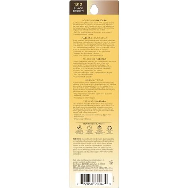 Burt's Bees 100% Natural Origin Nourishing Mascara, Black Brown - 0.4 Ounce