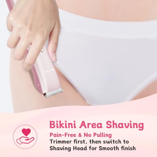 Bikini Trimmer for Women, 2-in-1 Electric Shaver for Bikini Line & Sensitive Areas, Dual Head Women¡¯s Razor, IPX7 Waterproof Wet/Dry, USB-C Rechargeable