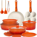 GiPP 21-Piece Nonstick Cookware Set with Detachable Handles - Orange Gradient