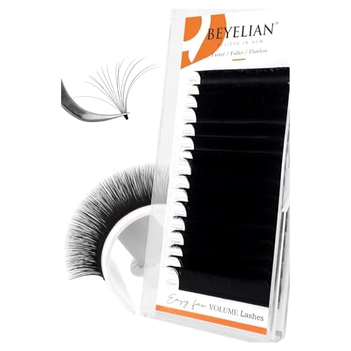 BEYELIAN Easy Fan Eyelash Extensions Volume Extension Lightweight Self Fanning Lashes Semi Permanent Matte Black Professional Salon Stylists Use 0.07 D+ Curl Mix Tray 8-15mm