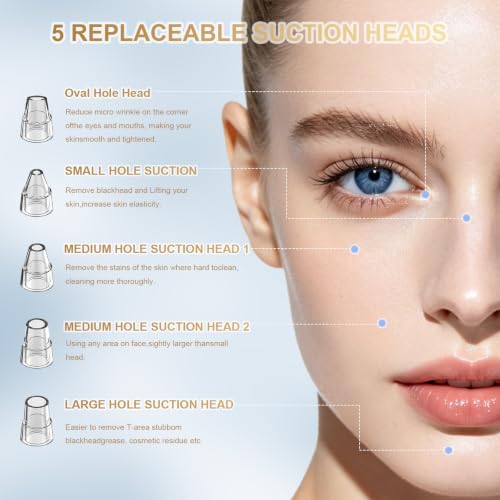 Blackhead Remover Vacuum Tool - Electric Pore Cleaner with Adjustable Suction (White)