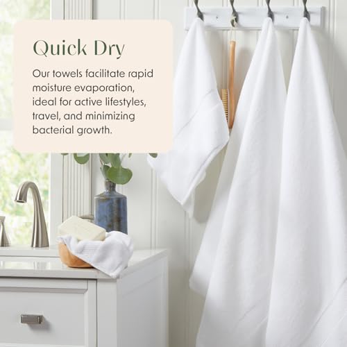 Bright White 4-Pack Cotton Hotel-Quality Bath Towels - 30x52 Inches