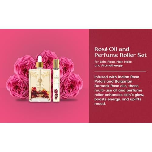 Ros? Oil and Perfume Roller Set for Skin, Face, Hair, Nails, and Aromatherapy