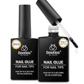 Beetles 9 in 1 Gel Nail Glue, 2pcs 10ml UV Nail Glue for Clear Nail Tips Acrylic Nails, Super Strong for False Nails, Base Coat, Rhinestones, Blooming Gel, Long Lasting 28+ Days, U V Light Required