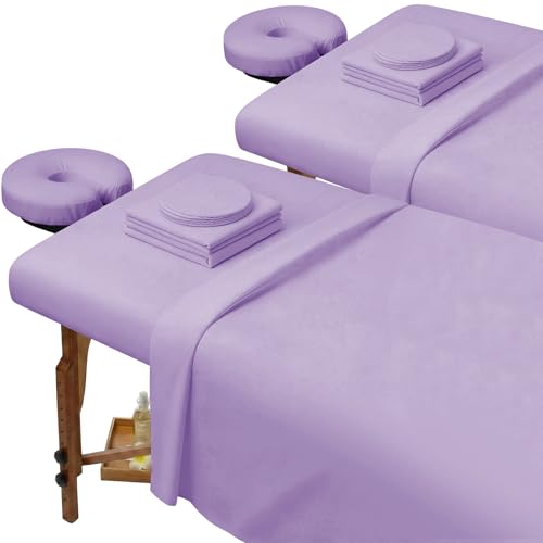Oudain 2-Piece Microfiber Massage Table Sheets Set - Purple
