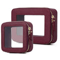 Pinkmik A4 Burgundy Mini Clear Makeup Bag M+MINI - TSA Ready, Faux Leather