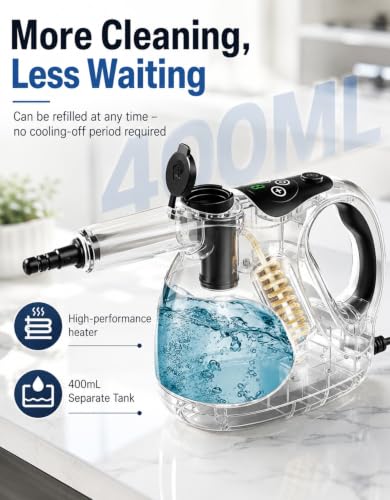 Handheld Steam Cleaner - Fast 3-Second Heat-Up, 400ML Tank, Lightweight Multi-Surface Deep Cleaning