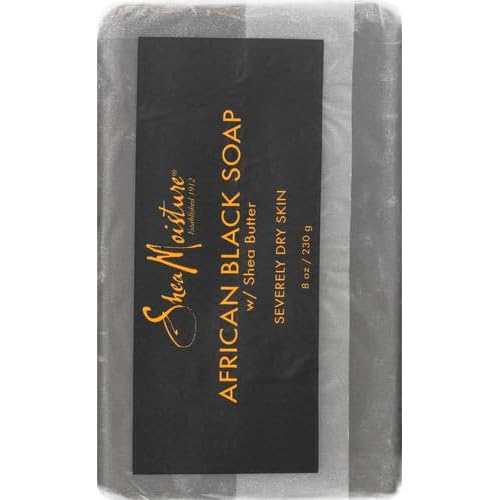 SheaMoisture Bar Soap African Black Soap for Troubled Skin Cleanser with Shea Butter 8 oz (Pack of 2)