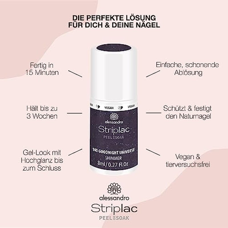alessandro Striplac Peel or Soak Nail Polish - 140 Good Night Universe for Women - 0.27 oz