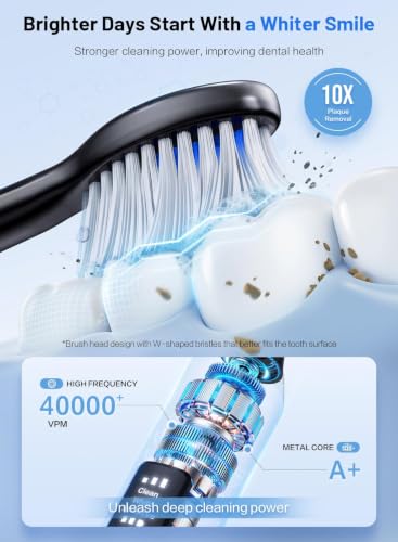 Cemobene Sonic Electric Toothbrush for Adults - Rechargeable, 8 Brush Heads, 3 Modes, IPX7 Waterproof, Type-C Travel