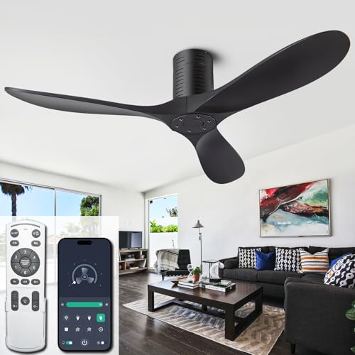52 Inch Moisture-Proof Ceiling Fan with Remote & APP Control No Light - Black