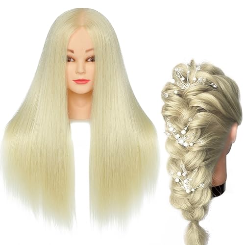Platinum Blonde Mannequin Head with Hair and Stand for Styling Practice