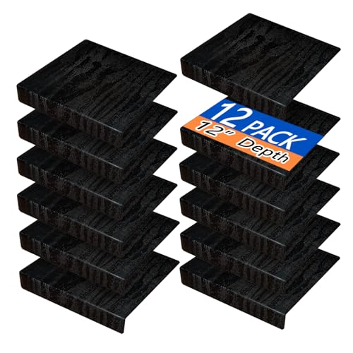 CasaDolce 12-Inch Depth Wire Shelf Covers - Black 12 pcs, Custom Fit for Pantry & Closet Shelving