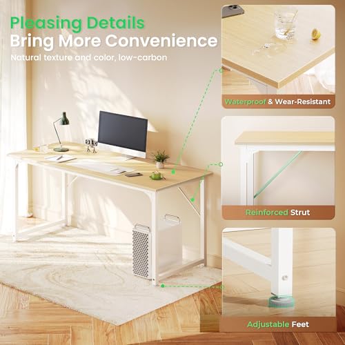 Huuger Maple 54 Inch Computer Desk with Storage, Modern Office & Gaming Workstation
