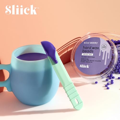 Sliick DIY At-Home Waxing Kit with Hard Wax Beads, Cup, Spatula & Lavender Post Wax Oil ? Face & Body Hair Removal, Soothing Aftercare