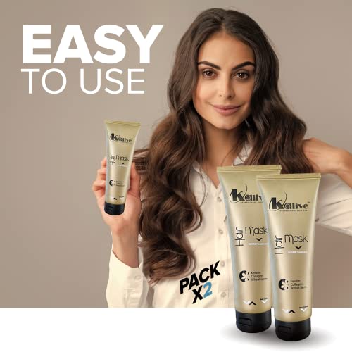 Deep Hydrating Hair Mask with Keratin Collagen & Wheat Germ - 8 oz, Pack of 2