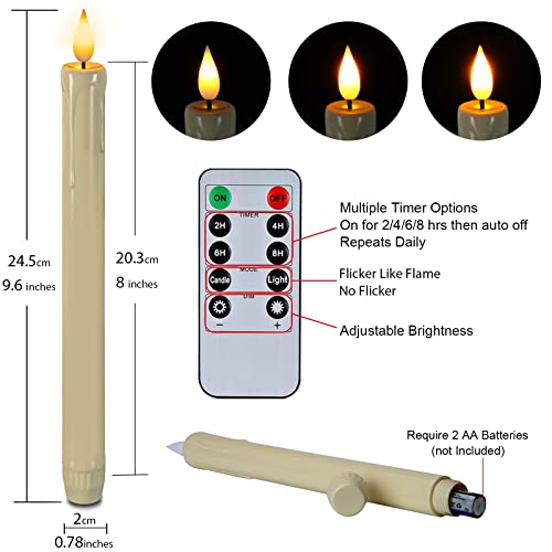 Ivory 48 Pack Flameless Taper Candles with Remote & Timer - Battery Operated LED Candlesticks for Wedding & Holiday Decor
