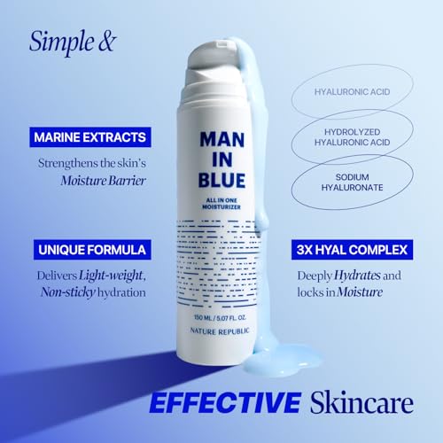 Men's All-In-One Hydrating Facial Moisturizer with Hyaluronic Acid - 150ml
