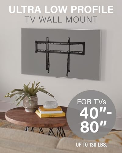 Sanus Low Profile TV Wall Mount for 40-80 Inch Flat Screens, Slim Fixed Bracket
