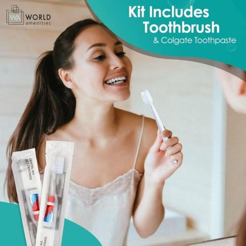 Disposable Dental Kit Bundle - 48 Count Travel Size Toothbrush & Toothpaste - Clear Frosted Sachet