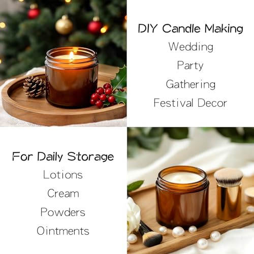 Amber 4oz Candle Jars with Airtight Metal Lids - 24 Pack - KEYWING Variation